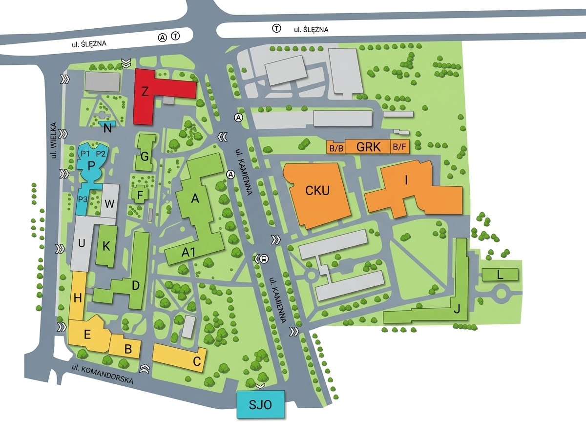 Mapa Kampusu Uniwersytetu Ekonomicznego we Wrocławiu